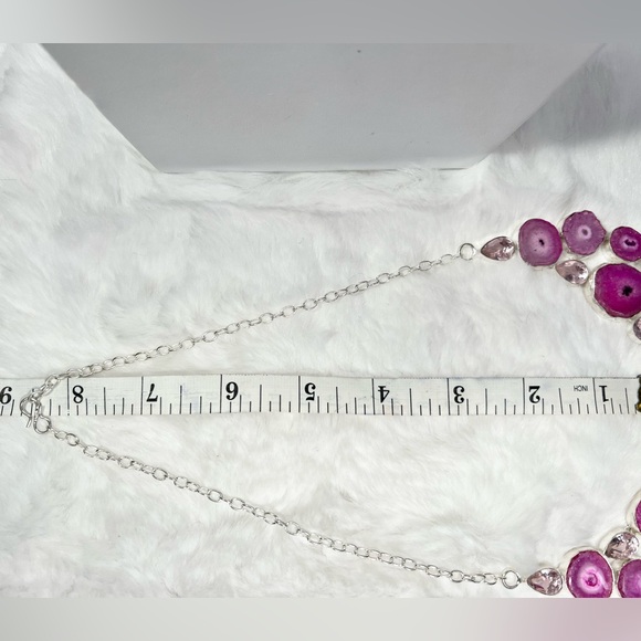 Pink Solar Quartz 925 Large Gemstone Necklace & Bracelet - Picture 7 of 8